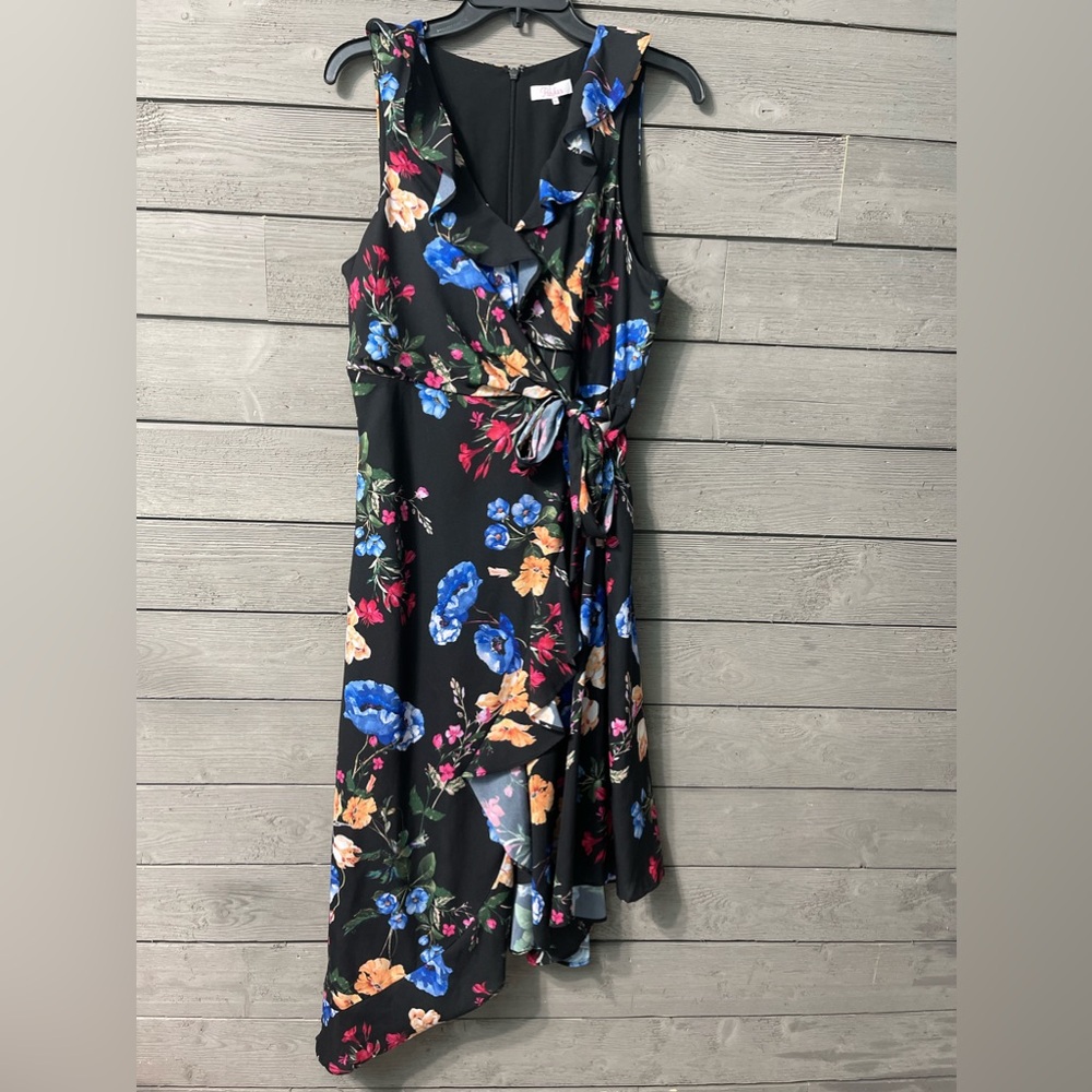 Parker Nordstroms Black Calla Floral Sleeveless Ruffle Dress Sz M Summer Party